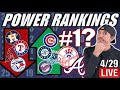 Mlb power rankings 429 yankees or braves 1 mariners twins cubs rise rays  jays fall