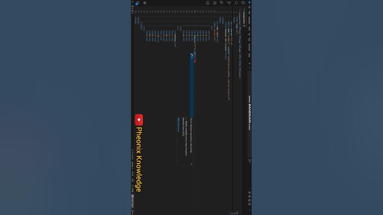 HTML Table Tag Rowspan colspan // Part-2@PheonixKnowledge - YouTube