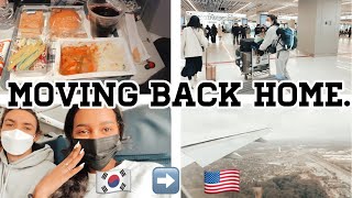 *vlog* Leaving Korea and moving to the U.S during the pandemic// 26hrs travel.