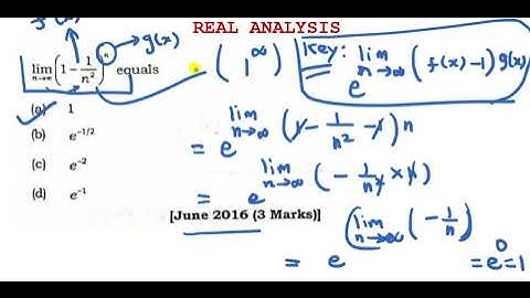 Real Analysis/Limits/Limit tends to infinity (1-1/n^2)^n=?/CSIR NET 2016