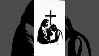 Stickman To Jesus Christ stencil art drawing | Jesus Christ helping Day