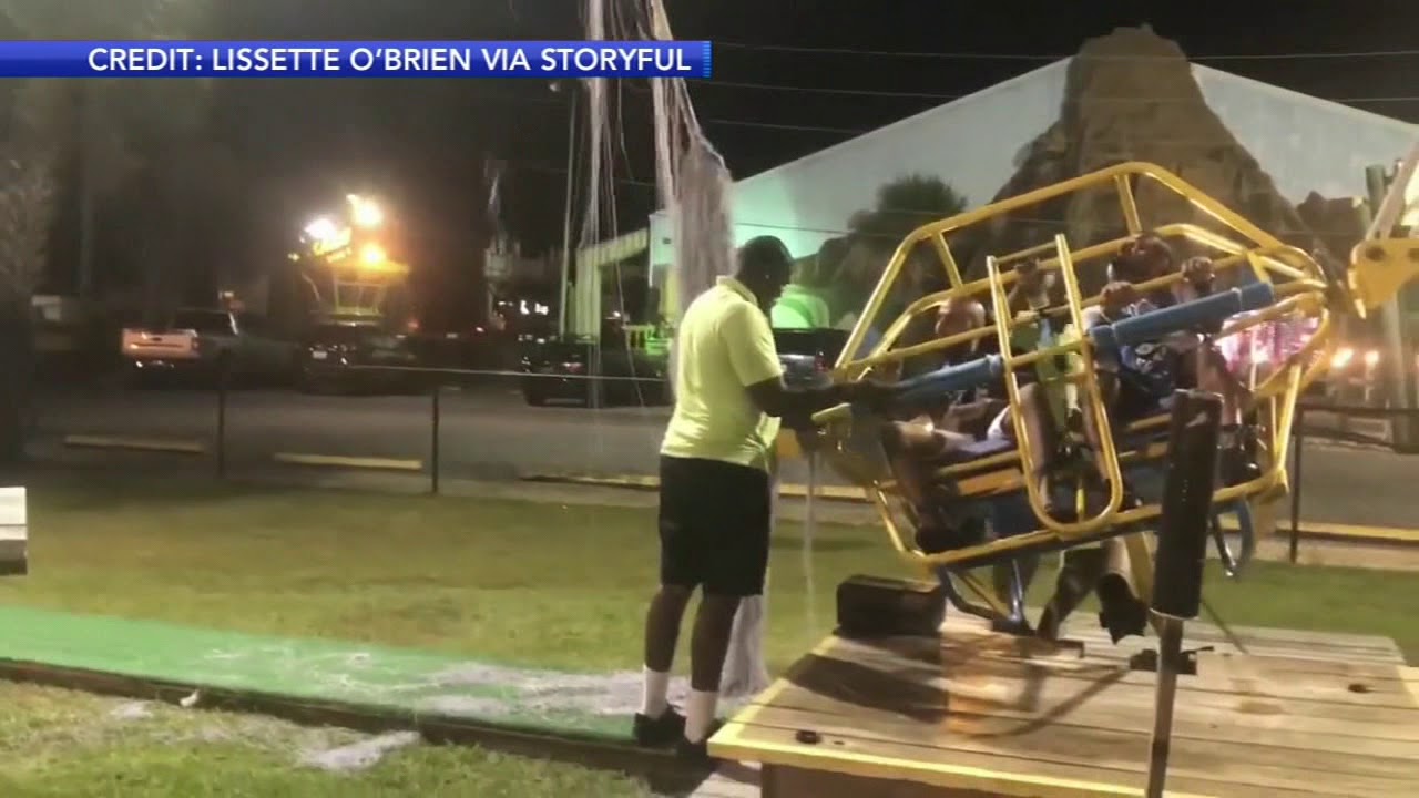 Slingshot ride cable snaps causing scare in Florida YouTube