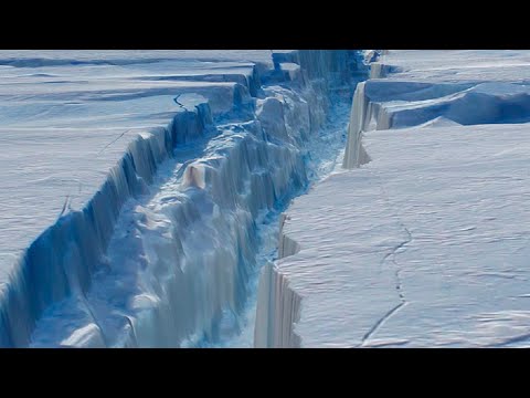 Massive Iceberg Breaks Off from Antarctica; Miles of Ice Collapsing Into the Sea - Compilation