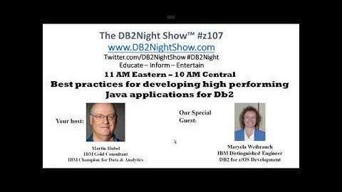 The DB2Night Show #Z107: Best practices for developing high performing Java applications for Db2