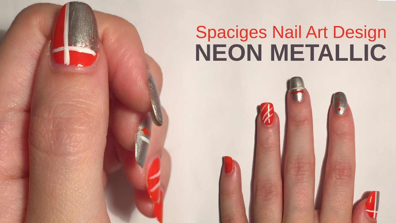 Neon Metallic Nail Design