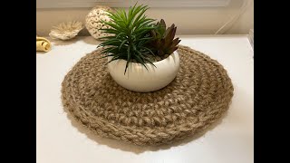 Round jute crochet placemat tutorial