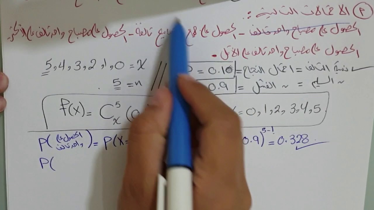 مثال (٧-١٥): إيجاد الاحتمال للمتغير العشوائي بتوزيع ذو الحدين