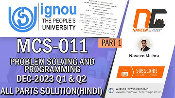 DEC 2023 | MCS011 | Problem Solving Q1 and Q2 #ignouexams #ignoubca #ignouquestionpaper #bcasolution