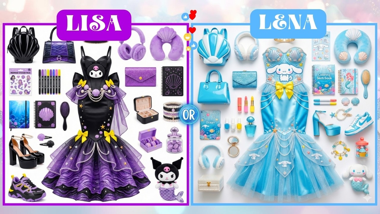 Lisa or Lena 💗💜Kuromi vs Cinnamoroll | Princess Mermaid Showdown!🧜‍♀️👑#lisa #lisaandlena #lisaorlena