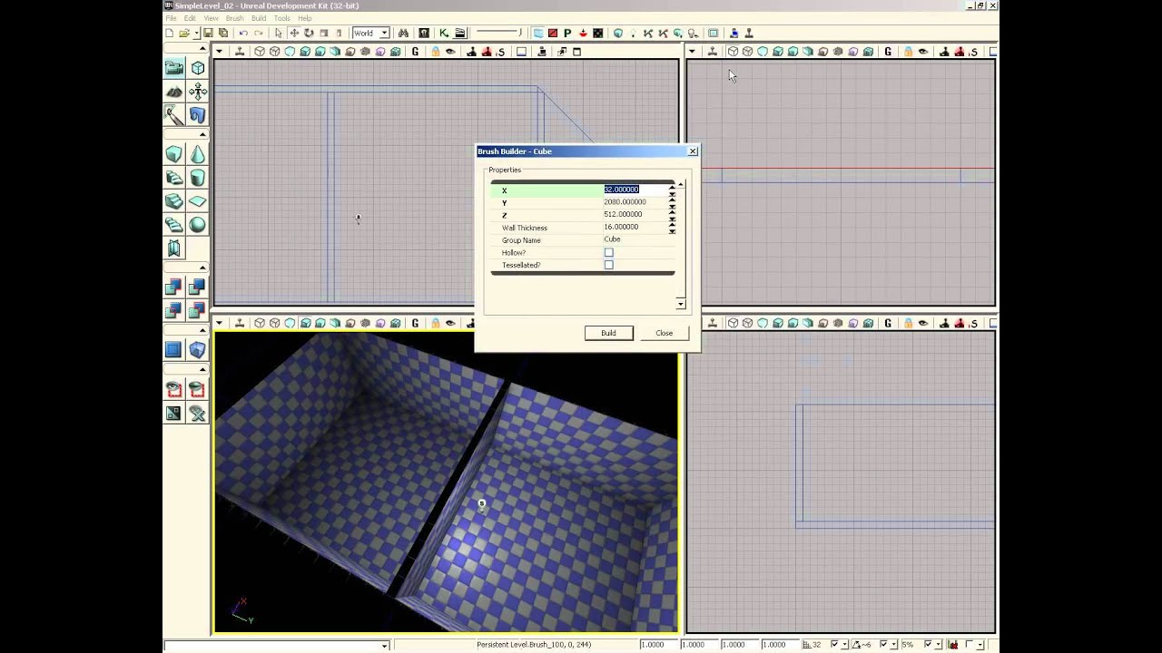 UDK Tutorial: Simple_Level__01_BSP__005_East West And Central Walls
