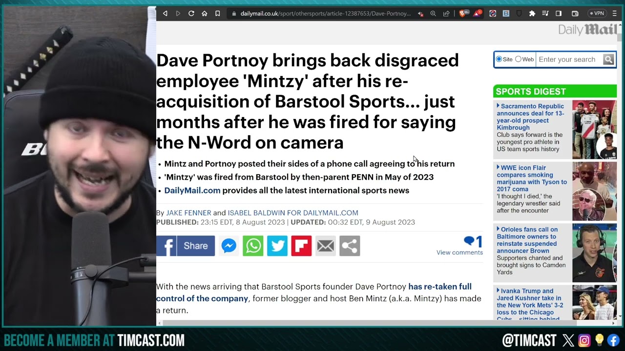 Portnoy BUYS BACK Barstool And UNCANCELES Mintzy, Fired For Saying NAUGHTY WORD, Get Woke GO BROKE
