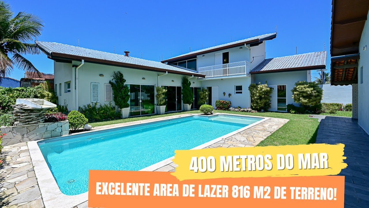 Linda casa terrea com 5 quartos em terreno de 2 lotes a 400 metros do mar em Peruibe Litoral SP