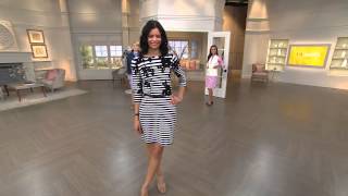 Liz Claiborne New York Petite Printed Stripe Knit Dress with Leah Williams