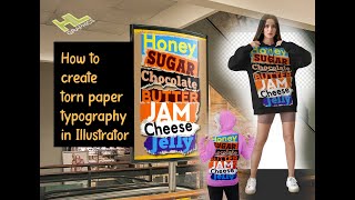 How to create torn paper typography in Illustrator #illustrator #tornpaper #photoshop #typography