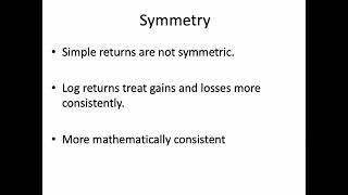 Why we use log returns in finance