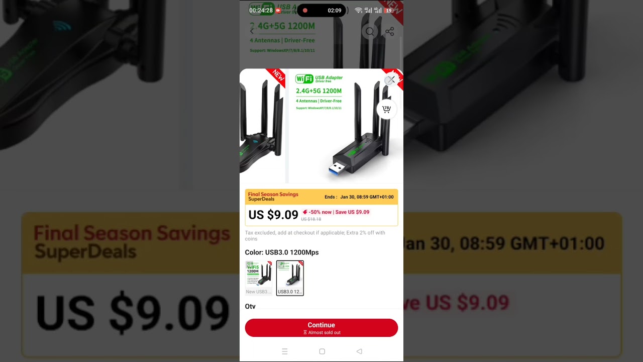 1200Mbps Dual Band USB WiFi Adapter (2.4G/5G) – High Speed for PC & Laptop – from AliExpress