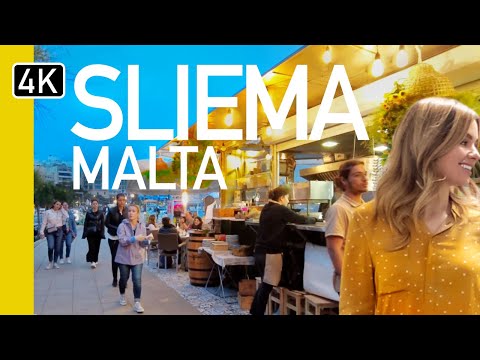 Sliema, Malta Nightlife - 4K Evening Walking Tour 2023 | What's it like?