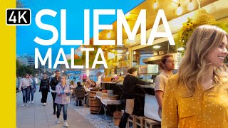 Sliema, Malta Nightlife - 4K Evening Walking Tour | What