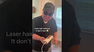 He tried the laser hair removal at home ? couplescomedy laserhairremoval fyp foryou funny moms