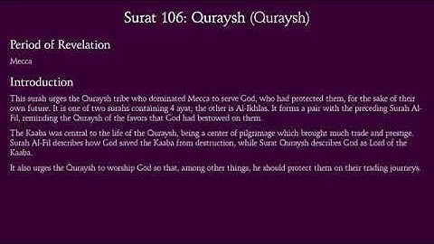 {Surah 106} سورة قريش Surat Quraysh(Quraysh) Translated in English