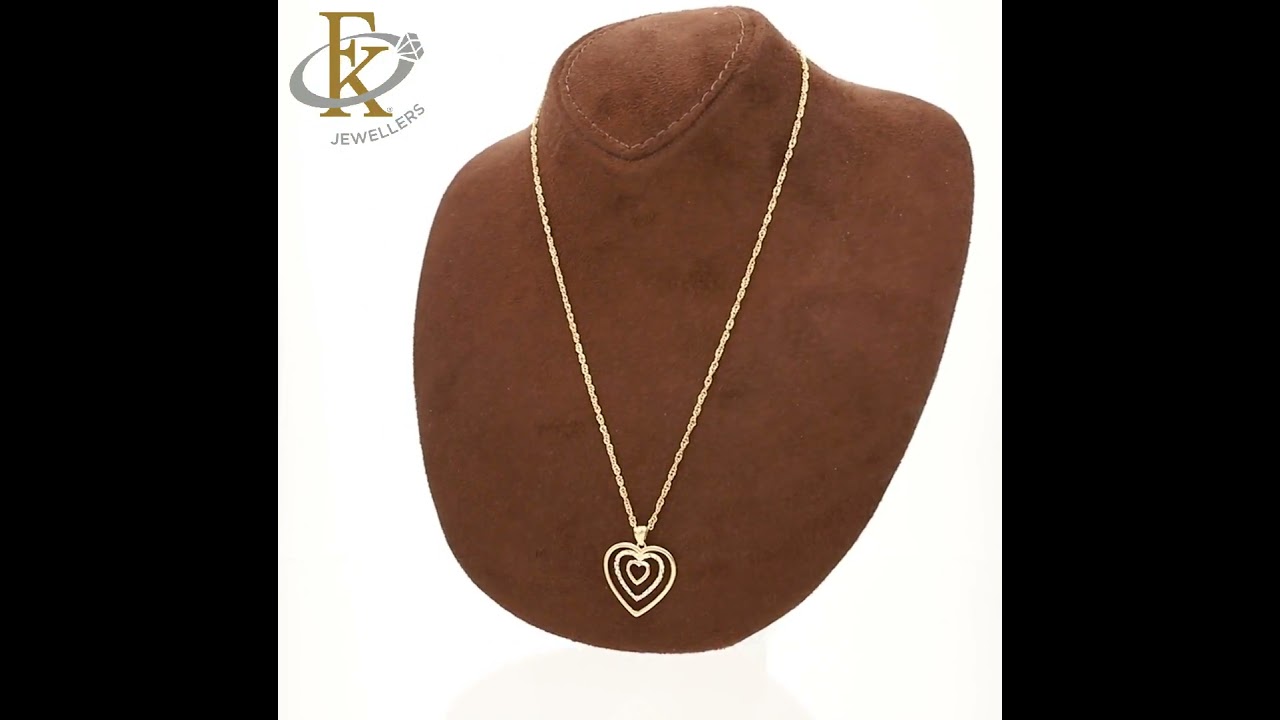 Gold Necklace (Chain With Triple Hearts 