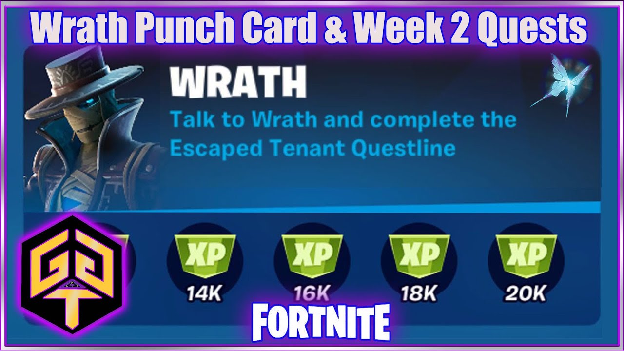 Complete Wrath Escaped Tenant Quests & Week 2 Weekly Challenges Pitstop Punch Card Fortnite Season 8