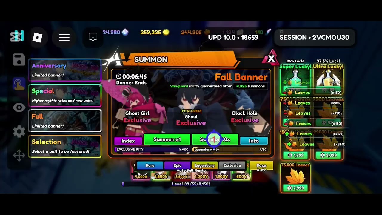 Getting Ainz in anime vanguard l Roblox