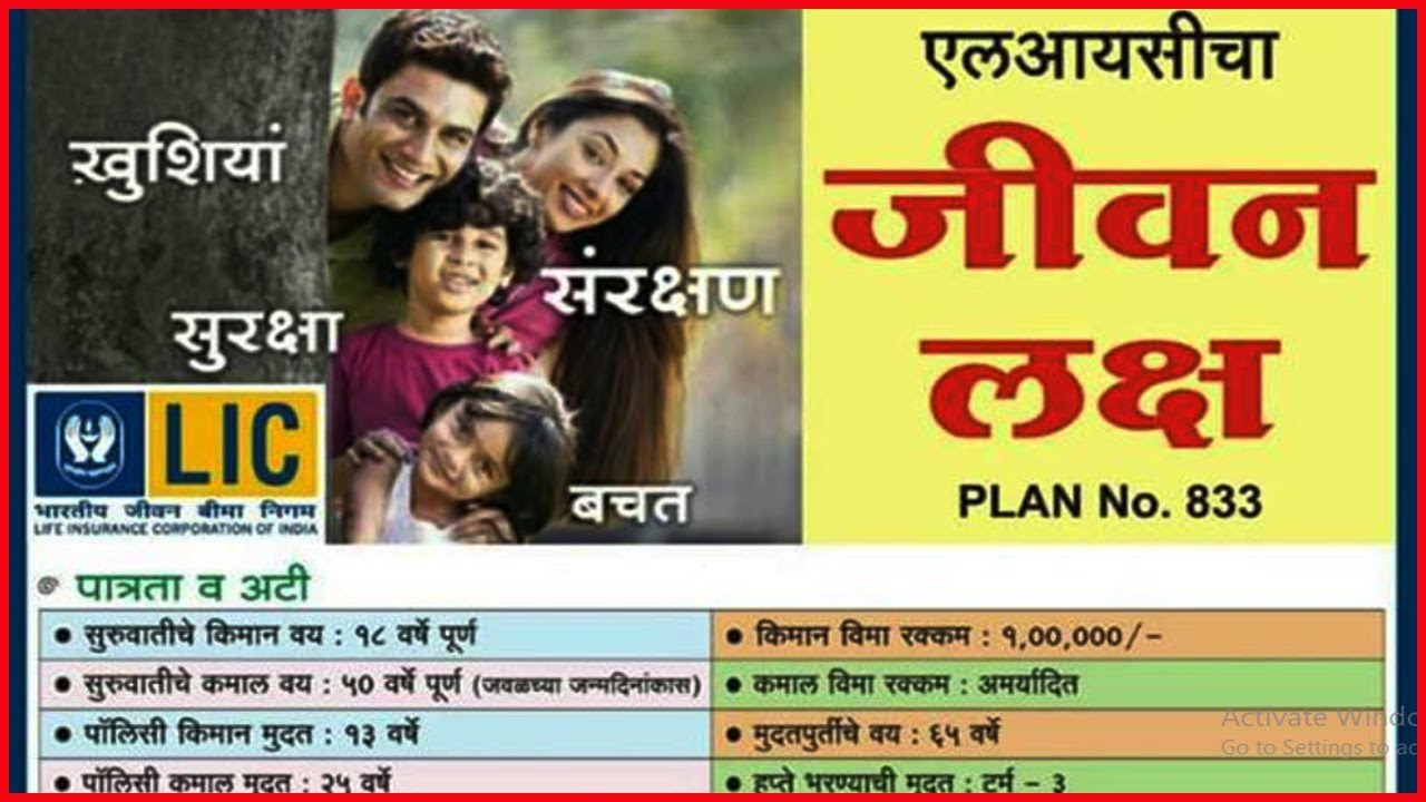 LIC Jeevan Lakshya 833 833 Details In Marathi YouTube
