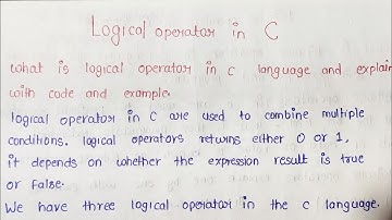 Logical operators in C Language || What  is Logical operators and Explain with Example in Hindi...