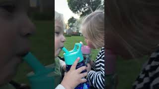 Thirsty Kids Drinking Water. Cute Baby Video