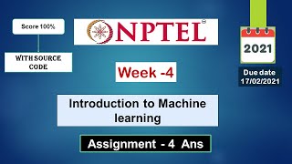 NPTEL Introduction to Machine Learning Week4 Assignment-4 Solutions 2021 | Swayam