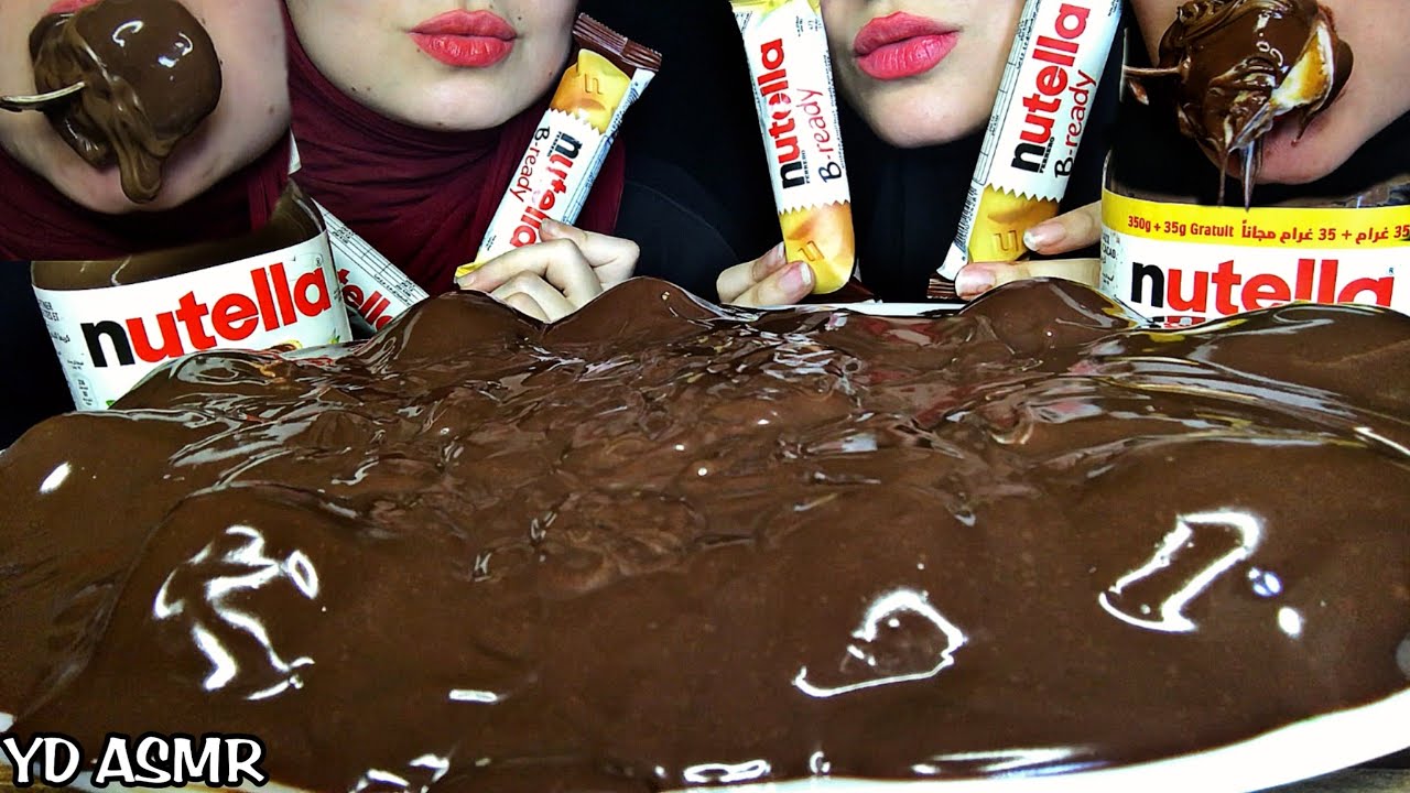 ASMR NUTELLA PARTY, CHOCOLATE PROFITEROLES, NUTELLA B-READY MUKBANG 누텔라 크림 퍼프 CREAM نوتيلا بروفيترول