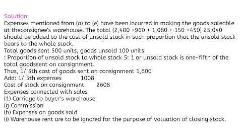 Valuation of unsold stock in consignment