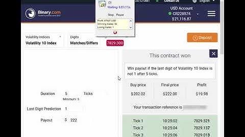Automated Trading Binary.com Volatility +$1511.13 USD 30 October 2018