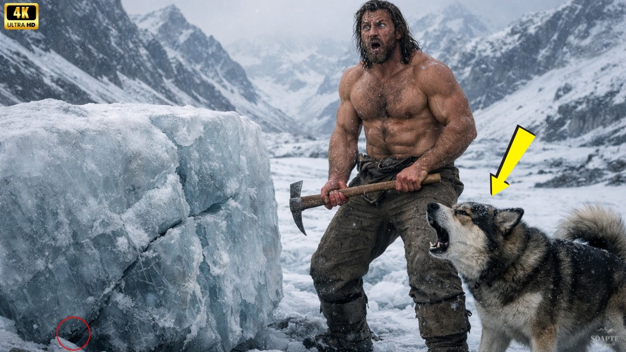 Bărbatul muntelui sparge un bloc de gheață vechi — câinele său dezvăluie un secret ascuns de 60 ani