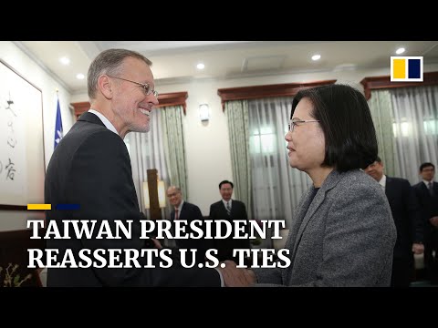 Taiwan’s re-elected president Tsai Ing-wen meets US and Japanese envoys to call for closer ties