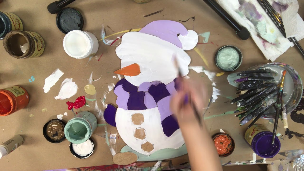 Snowman, Unfinished Wood Cutout, Paint by Line