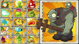 5 Plants Max Level POWER-UP Vs Mini Gargantuar Zombie - Plants Vs Zombies 2