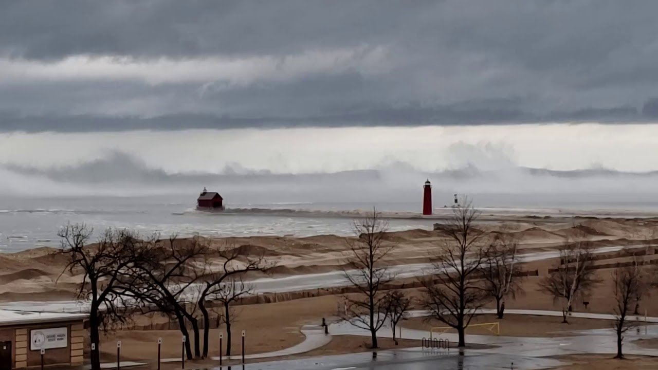 Rolling clouds in winter off Lake Michigan - YouTube