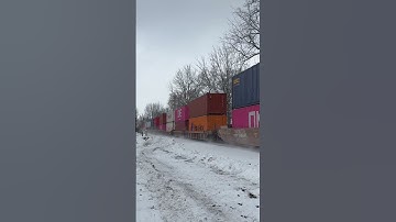 Here’s CPKC 2-114 rolling through Alliston Ontario with a KCS Unit leading the way
