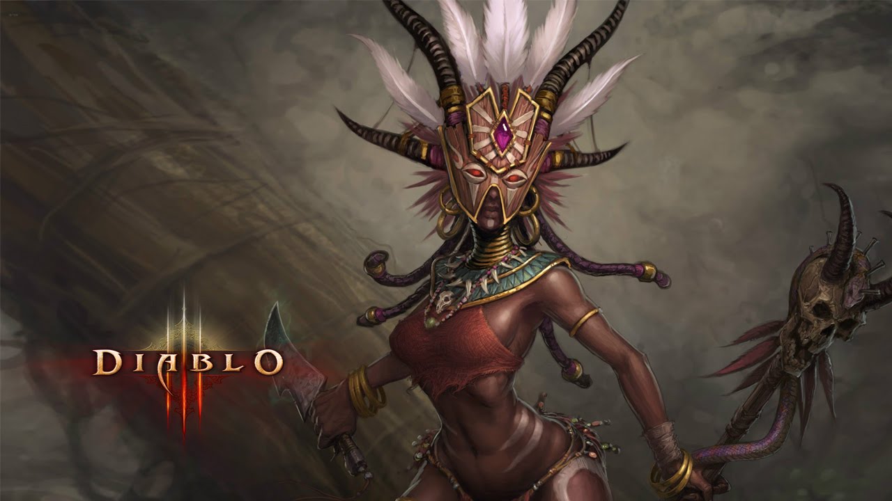 Maxroll diablo 3. Колдун диабло 3. Diablo 3 Witch Doctor. Колдун диабло 3 женщина. Диабло человек.