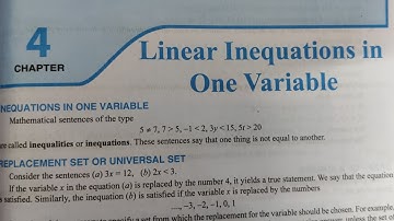 LINEAR INEQUATIONS  IN ONE VARIABLE  CLASS 10 ICSE CHAPTER 4 EXERCISE 4 Q.NO. 1-6