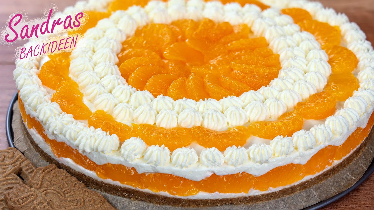 Mandarinen Sahne Torte mit Spekulatiusboden | No Bake | Weihnachtsbäckerei