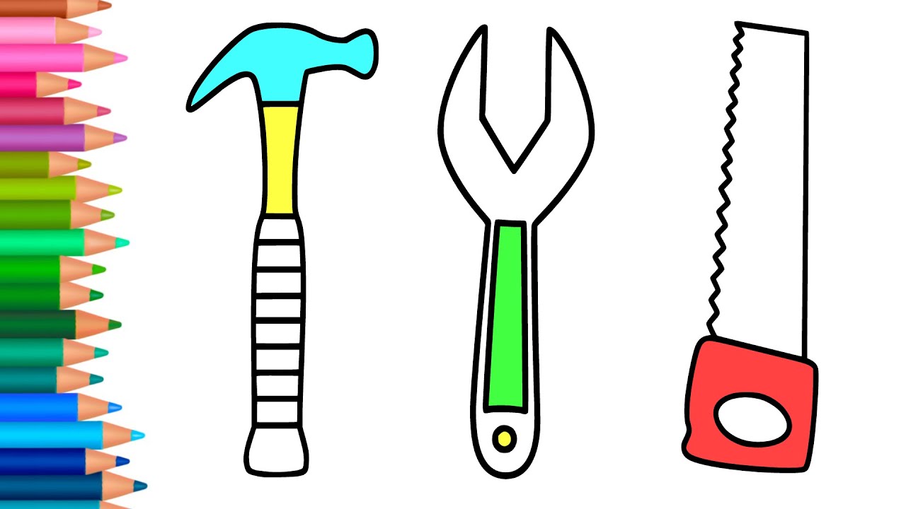 Construction tools drawing for kids How to draw construction tools