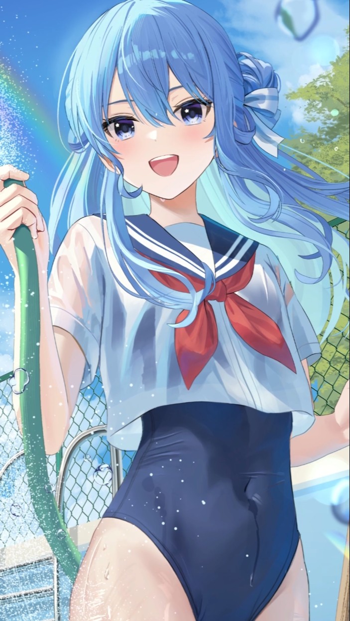 すい★☆★様 タイムラプス】すいちゃんにスク水セーラー着てもらった#星街すいせい