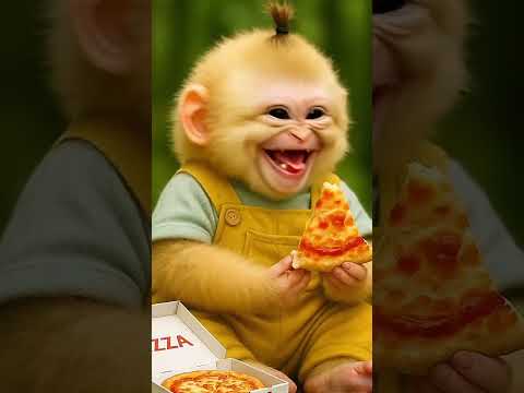 MONKEY EATING A PIZZA🍕 🐒 | #viral#trending#cartoonshorts#monkeyshorts #viral #sehar