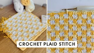 How to Crochet Interlocking Block Stitch / Plaid Stitch