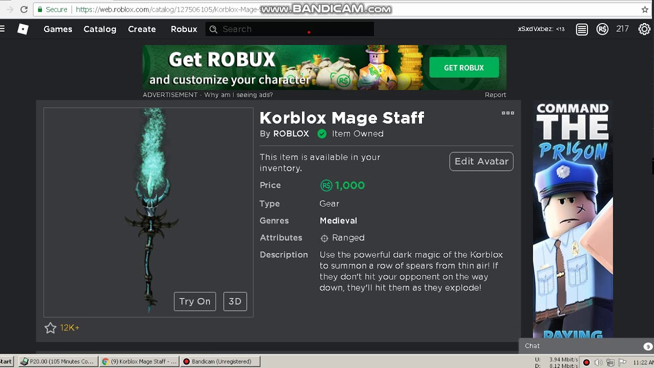 Buying Korblox Mage Staff Youtube