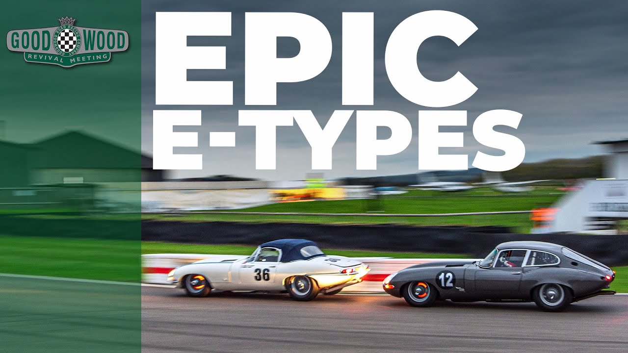 Incredible sliding E-type battle to wild finish at Goodwood