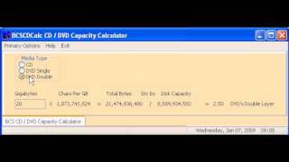 Arch Brooks - BCS CD / DVD Capacity Calculator